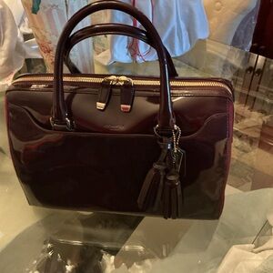 Authentic Coach Patent Leather Satchel in Wine